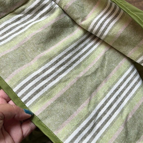 Summer Living Large Green White Striped Beach Blanket Tote Carrying Bag - Picture 4 of 8